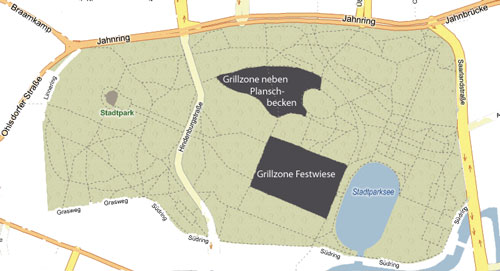 Karte mit Grillzonen im Stadtpark Hamburg